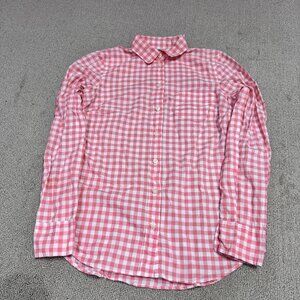J.Crew Button Down Shirt Red-Pink White Long Sleeve Women’s Size XXS